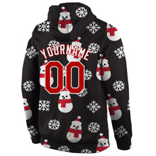 Laden Sie das Bild in den Galerie-Viewer, Custom Stitched Black Red-White Christmas 3D Sports Pullover Sweatshirt Hoodie