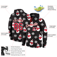 Laden Sie das Bild in den Galerie-Viewer, Custom Stitched Black Red-White Christmas 3D Sports Pullover Sweatshirt Hoodie