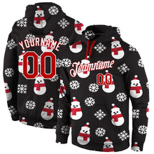Laden Sie das Bild in den Galerie-Viewer, Custom Stitched Black Red-White Christmas 3D Sports Pullover Sweatshirt Hoodie