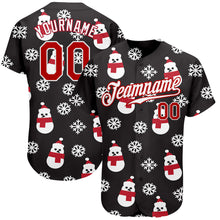 Загрузить изображение в средство просмотра галереи, Custom Black Red-White Christmas 3D Authentic Baseball Jersey