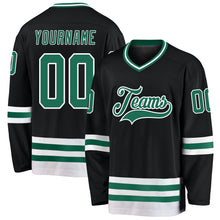 Загрузить изображение в средство просмотра галереи, Custom Black Kelly Green-White Hockey Jersey
