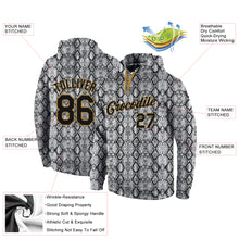 Load image into Gallery viewer, Custom Stitched Black Black-Old Gold 3D Pattern Design Snakeskin Sports Pullover Sweatshirt Hoodie