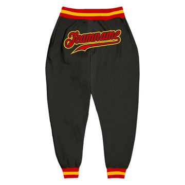 Custom Black Red-Gold Sports Pants