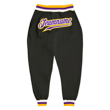 Загрузить изображение в средство просмотра галереи, Custom Black Purple-Gold Sports Pants