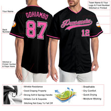 Load image into Gallery viewer, Custom Black Pink-White Authentic Baseball Jersey