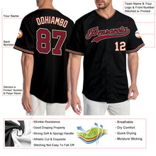 Load image into Gallery viewer, Custom Black Crimson-City Cream Authentic Baseball Jersey