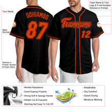 Load image into Gallery viewer, Custom Black Orange-Black Authentic Baseball Jersey