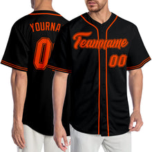 Load image into Gallery viewer, Custom Black Orange-Black Authentic Baseball Jersey