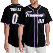 Load image into Gallery viewer, Custom Black White-Purple Authentic Baseball Jersey