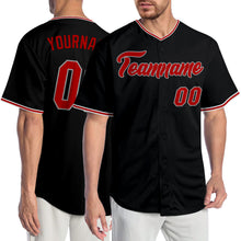 Load image into Gallery viewer, Custom Black Red-Gray Authentic Baseball Jersey