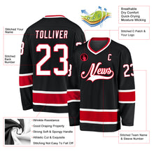 Load image into Gallery viewer, Custom Black White-Red Hockey Jersey