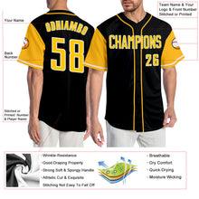 Load image into Gallery viewer, Custom Black Gold-White Authentic Two Tone Baseball Jersey