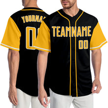 Load image into Gallery viewer, Custom Black Gold-White Authentic Two Tone Baseball Jersey