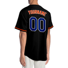 Load image into Gallery viewer, Custom Black Royal-Orange Authentic Baseball Jersey