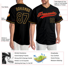 Load image into Gallery viewer, Custom Black Black-Red Authentic Baseball Jersey