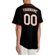 Load image into Gallery viewer, Custom Black White-Orange Authentic Baseball Jersey