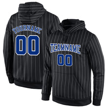 Загрузить изображение в средство просмотра галереи, Custom Stitched Black White Pinstripe Royal-White Sports Pullover Sweatshirt Hoodie