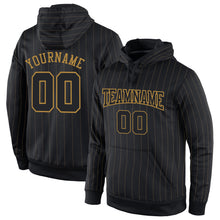 Load image into Gallery viewer, Custom Stitched Black Old Gold Pinstripe Black-Old Gold Sports Pullover Sweatshirt Hoodie