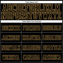 Load image into Gallery viewer, Custom Black Black-Old Gold Stitched Cuffed Knit Hat