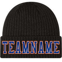Загрузить изображение в средство просмотра галереи, Custom Black Royal-Orange Stitched Cuffed Knit Hat
