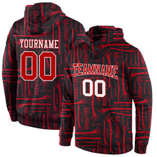 Laden Sie das Bild in den Galerie-Viewer, Custom Stitched Black Red-White 3D Pattern Halloween Sports Pullover Sweatshirt Hoodie