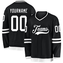 Load image into Gallery viewer, Custom Black White Hockey Jersey
