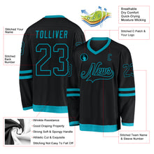 Загрузить изображение в средство просмотра галереи, Custom Black Black-Teal Hockey Jersey