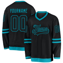 Загрузить изображение в средство просмотра галереи, Custom Black Black-Teal Hockey Jersey