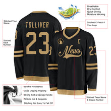 Загрузить изображение в средство просмотра галереи, Custom Black Old Gold Hockey Jersey