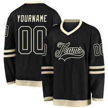 Загрузить изображение в средство просмотра галереи, Custom Black Black-Cream Hockey Jersey