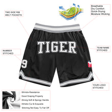 Laden Sie das Bild in den Galerie-Viewer, Custom Black White-Gray Authentic Throwback Basketball Shorts