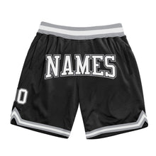 Laden Sie das Bild in den Galerie-Viewer, Custom Black White-Gray Authentic Throwback Basketball Shorts