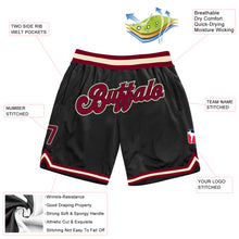 Laden Sie das Bild in den Galerie-Viewer, Custom Black Maroon-Cream Authentic Throwback Basketball Shorts