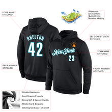 Загрузить изображение в средство просмотра галереи, Custom Stitched Black White-Teal Sports Pullover Sweatshirt Hoodie