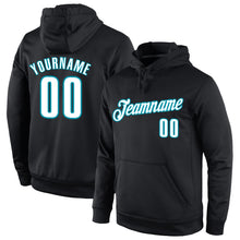 Загрузить изображение в средство просмотра галереи, Custom Stitched Black White-Teal Sports Pullover Sweatshirt Hoodie