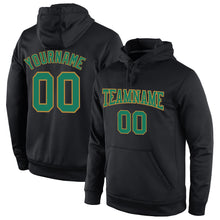 Загрузить изображение в средство просмотра галереи, Custom Stitched Black Kelly Green-Old Gold Sports Pullover Sweatshirt Hoodie