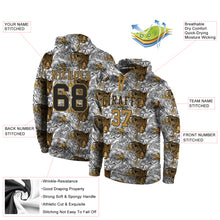 Load image into Gallery viewer, Custom Stitched Black Black-Old Gold 3D Pattern Design Leopard Sports Pullover Sweatshirt Hoodie