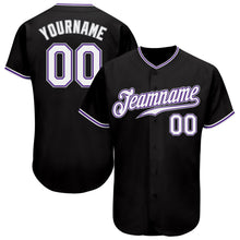 Load image into Gallery viewer, Custom Black White-Purple Authentic Baseball Jersey