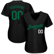 Load image into Gallery viewer, Custom Black Kelly Green-White Authentic Baseball Jersey