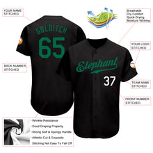 Load image into Gallery viewer, Custom Black Kelly Green-White Authentic Baseball Jersey