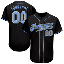 Load image into Gallery viewer, Custom Black Light Blue-White Authentic Baseball Jersey