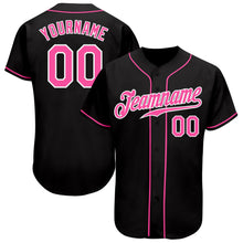 Load image into Gallery viewer, Custom Black Pink-White Authentic Baseball Jersey