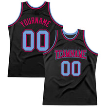 Загрузить изображение в средство просмотра галереи, Custom Black Light Blue-Pink Authentic Throwback Basketball Jersey