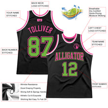 Load image into Gallery viewer, Custom Black Neon Green-Pink Authentic Throwback Basketball Jersey