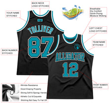 Load image into Gallery viewer, Custom Black Teal-White Authentic Throwback Basketball Jersey