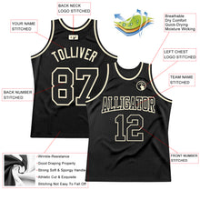 Load image into Gallery viewer, Custom Black Black-Cream Authentic Throwback Basketball Jersey