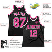 Load image into Gallery viewer, Custom Black Pink-White Authentic Throwback Basketball Jersey