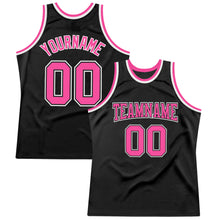 Load image into Gallery viewer, Custom Black Pink-White Authentic Throwback Basketball Jersey