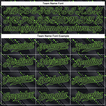 Load image into Gallery viewer, Custom Black Black-Neon Green 3D Pattern Design Authentic Baseball Jersey