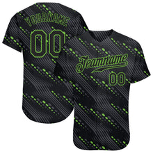 Load image into Gallery viewer, Custom Black Black-Neon Green 3D Pattern Design Authentic Baseball Jersey